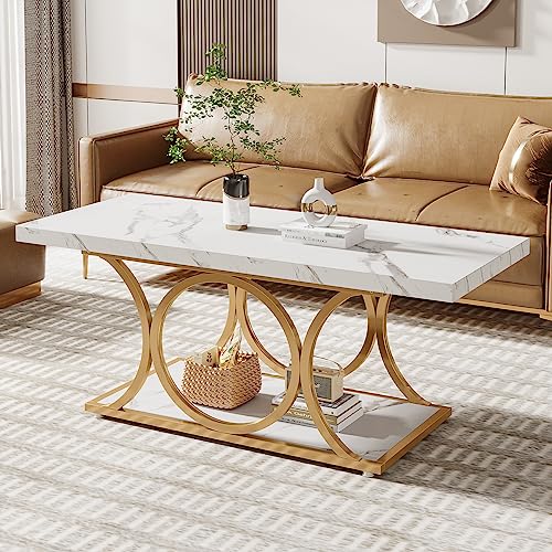 Table Basse Rectangulaire Moderne à 2 Niveaux