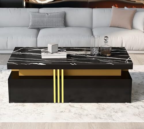 Table Basse Rectangulaire Moderne en Imitation Marbre