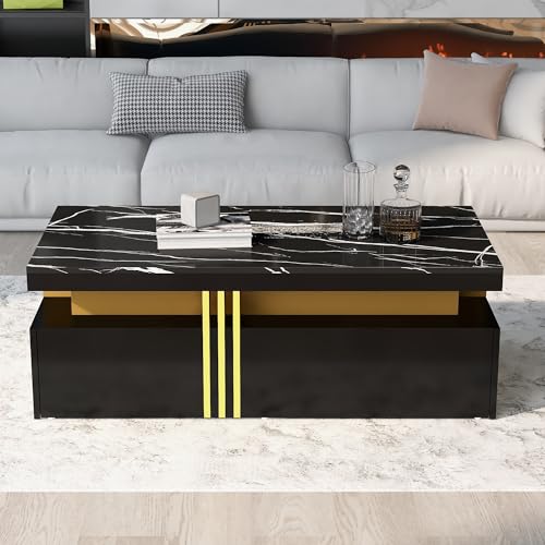 Table Basse Rectangulaire Moderne en Imitation Marbre Table Basse Rectangulaire Moderne en Imitation Marbre
