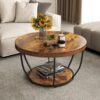 Table Basse Ronde 2 Niveaux en Bois Table Basse Ronde 2 Niveaux en Bois