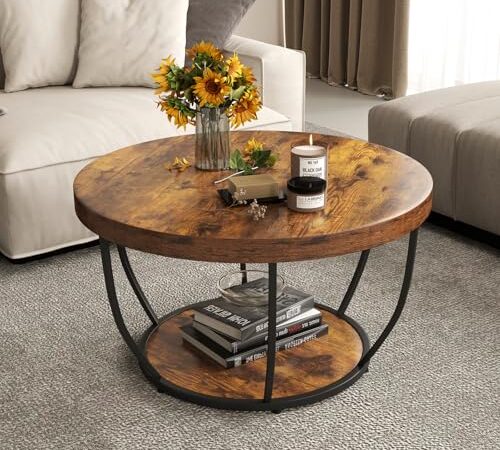Table Basse Ronde 2 Niveaux en Bois Table Basse Ronde 2 Niveaux en Bois