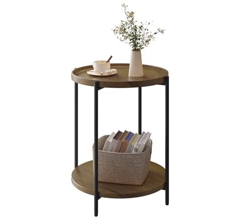 Table Basse Ronde avec Étagères Amovibles Table Basse Ronde avec Étagères Amovibles
