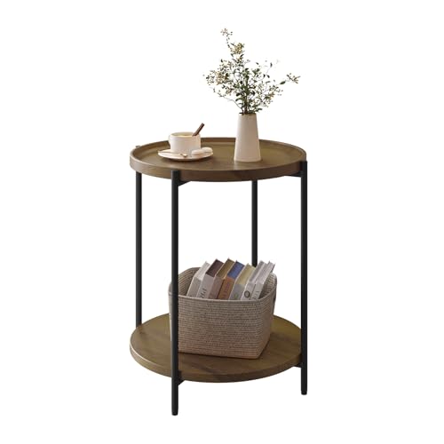 Table Basse Ronde avec Étagères Amovibles Table Basse Ronde avec Étagères Amovibles