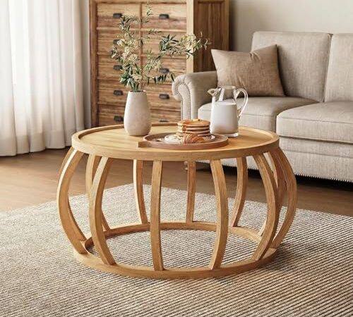 Table Basse Ronde en Bois Massif 80 cm