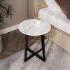 Table basse ronde en MDF et marbre Table basse ronde en MDF et marbre