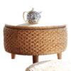 Table Basse Ronde en Rotin Japonais Table Basse Ronde en Rotin Japonais
