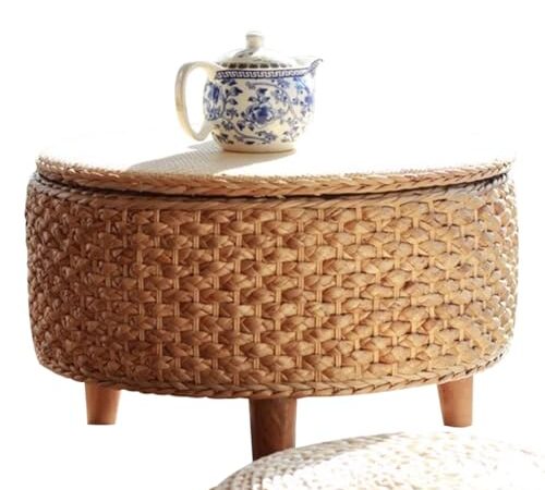 Table Basse Ronde en Rotin Japonais Table Basse Ronde en Rotin Japonais