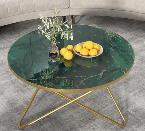 Table Basse Ronde Noire et Verte