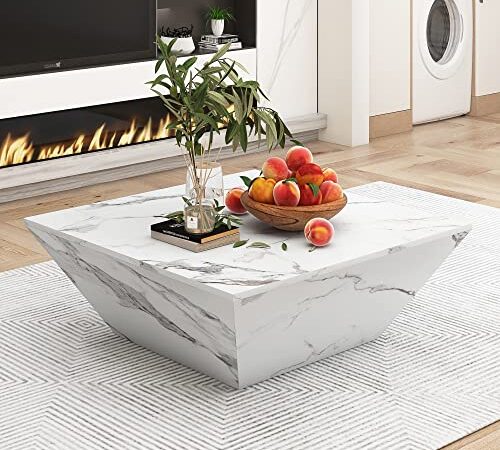 Table Basse Trapezoïdale Moderne avec Tiroirs