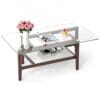 Table Basse Vintage avec Verre Trempé Table Basse Vintage avec Verre Trempé