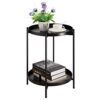Table D'appoint Ronde en Métal Noir Table D'appoint Ronde en Métal Noir