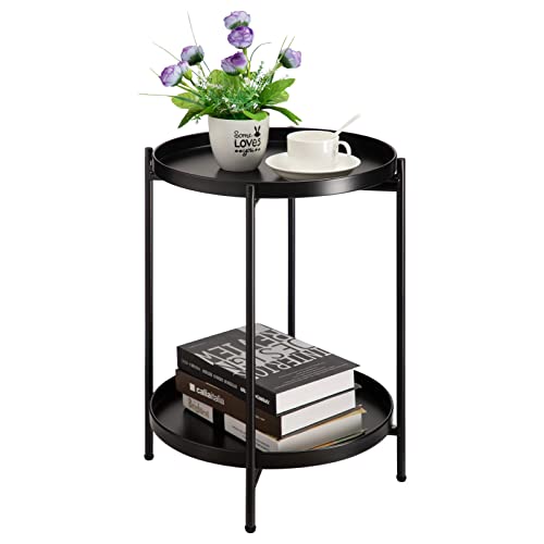 Table D'appoint Ronde en Métal Noir Table D'appoint Ronde en Métal Noir