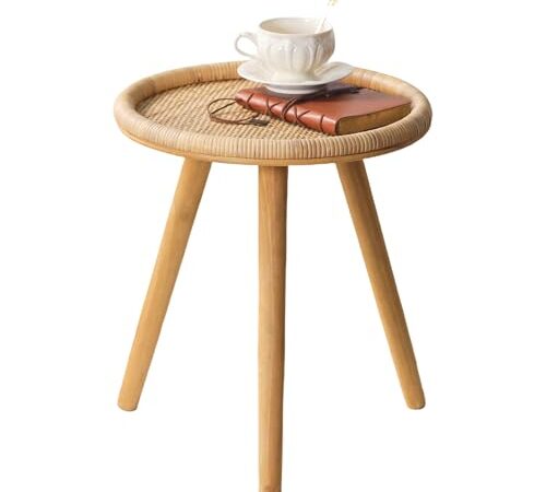 Table d'appoint ronde en rotin bohème Table d'appoint ronde en rotin bohème
