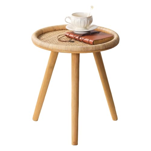 Table d'appoint ronde en rotin bohème Table d'appoint ronde en rotin bohème