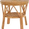 Table d'appoint ronde en rotin miel