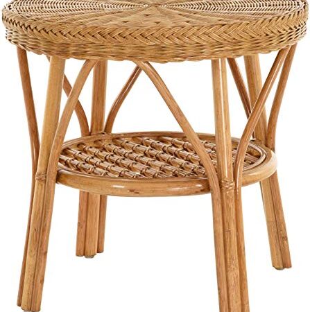 Table d'appoint ronde en rotin miel Table d'appoint ronde en rotin miel