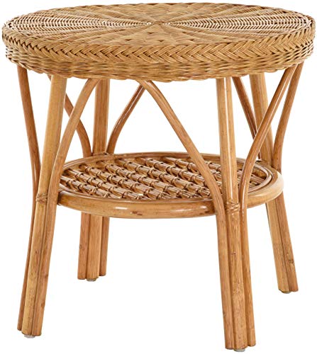 Table d'appoint ronde en rotin miel