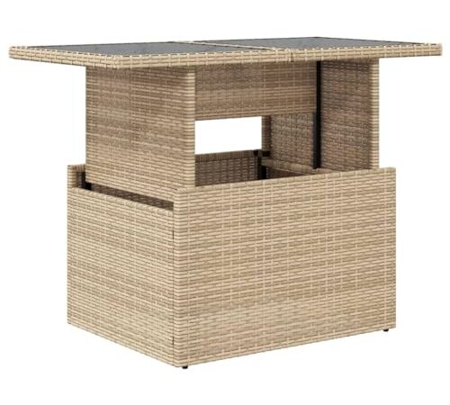 Table de Jardin Poly Rotin avec Verre Table de Jardin Poly Rotin avec Verre