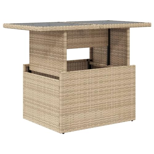 Table de Jardin Poly Rotin avec Verre Table de Jardin Poly Rotin avec Verre