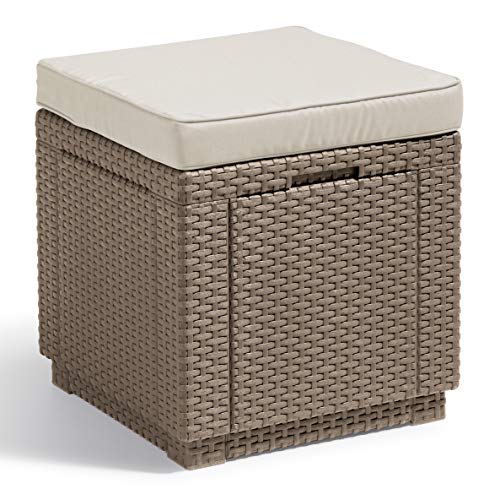 Tabouret cubique avec rangement cappuccino