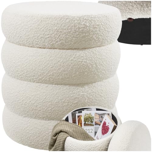 Tabouret Pouf avec Rangement Crème 42cm Tabouret Pouf avec Rangement Crème 42cm
