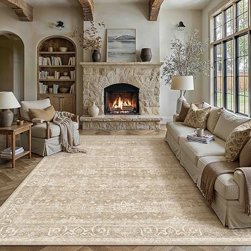 Tapis Vintage Beige PureCozy AntidéRapant 200x300cm Tapis Vintage Beige PureCozy AntidéRapant 200x300cm