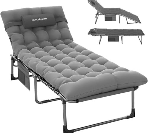 Transat Jardin Pliable avec Coussin Réglable