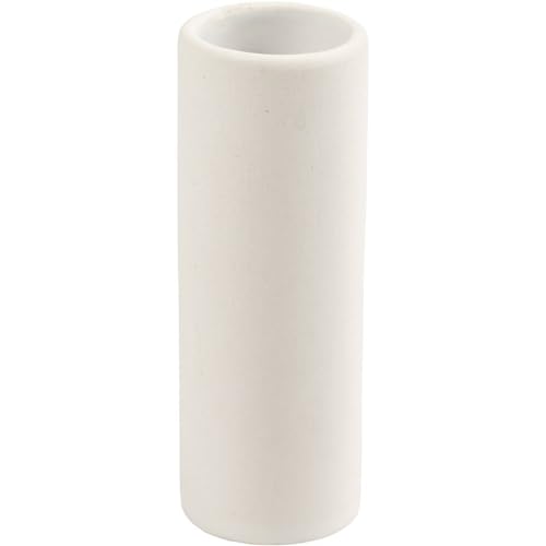 Vase Blanc Cylindrique en Terre Cuite