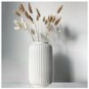 Vase Côtelé en Céramique 20 cm Blanc