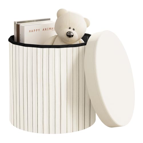 WOLTU Pouf Rond avec Rangement Crème WOLTU Pouf Rond avec Rangement Crème