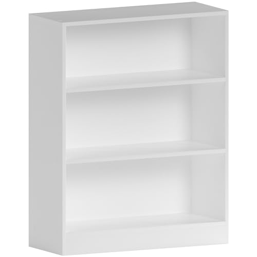 Bibliothèque Basse à 3 Étagères en Bois Blanc Bibliothèque Basse à 3 Étagères en Bois Blanc