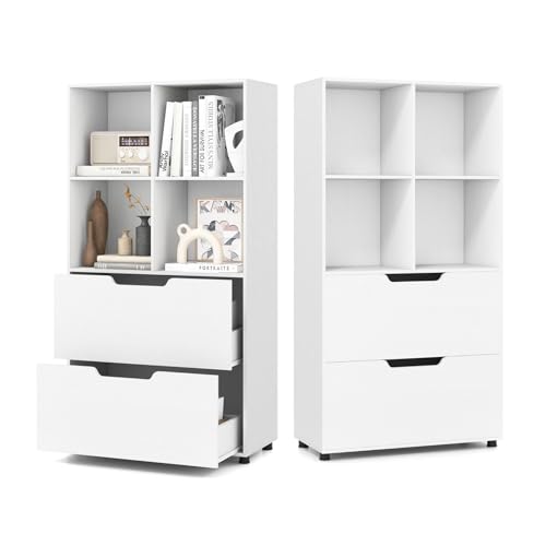 Bibliothèque en Bois avec Tiroirs et Cubes