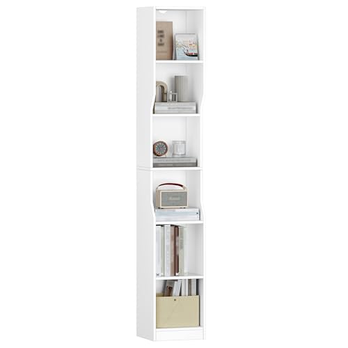 Bibliothèque Étroite à 6 Niveaux en Blanc