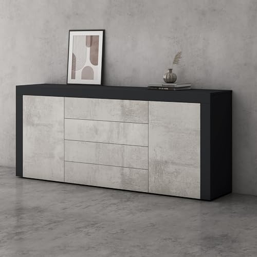 Buffet Commode 167 cm en Gris Noir