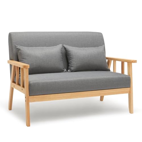 Canapé 2 Places Scandinave en Tissu Lin