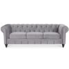 Canapé Chesterfield Velours 3 Places Argent