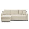 Canapé d'angle Convertible en Velours Beige Canapé d'angle Convertible en Velours Beige