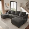 Canapé d'angle modulable en velours gris