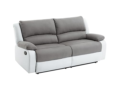 Canapé de Relaxation 3 Places Blanc/Gris Canapé de Relaxation 3 Places Blanc/Gris