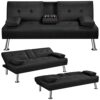 Canapé Droit Convertible 2 Places Noir