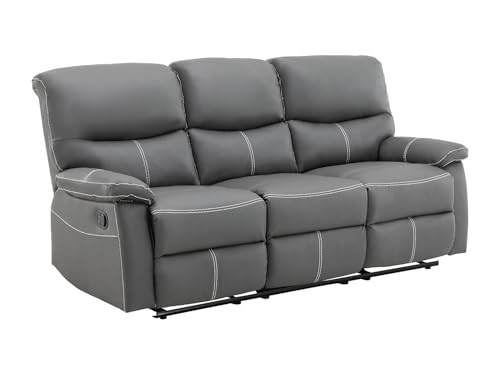 Canapé Relax 3 Places Simili Gris Canby Canapé Relax 3 Places Simili Gris Canby