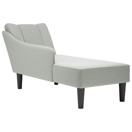 Chaise Longue Méridienne en Velours Gris Chaise Longue Méridienne en Velours Gris