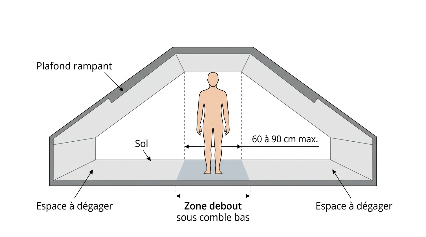 Dimensions chambre mansardée avec espace debout aménagé sous comble Dimensions chambre mansardée avec espace debout aménagé sous comble