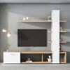 Ensemble Meuble TV Blanc et Bois Moderne Ensemble Meuble TV Blanc et Bois Moderne
