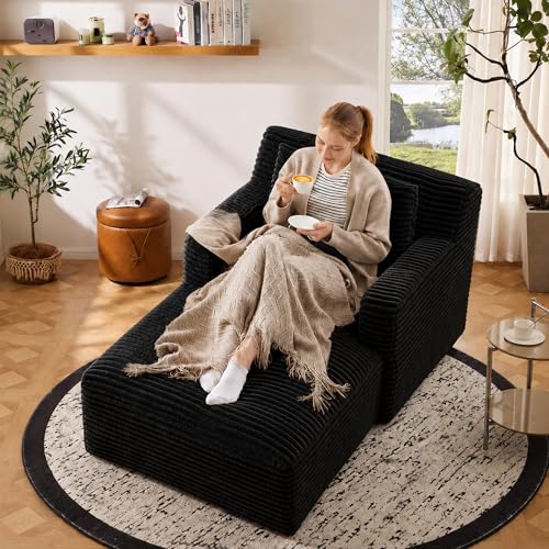 Fauteuil Canapé-Lit Compact en Velours Noir Fauteuil Canapé-Lit Compact en Velours Noir