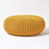 Grand Pouf Rond Tressé en Coton Grand Pouf Rond Tressé en Coton