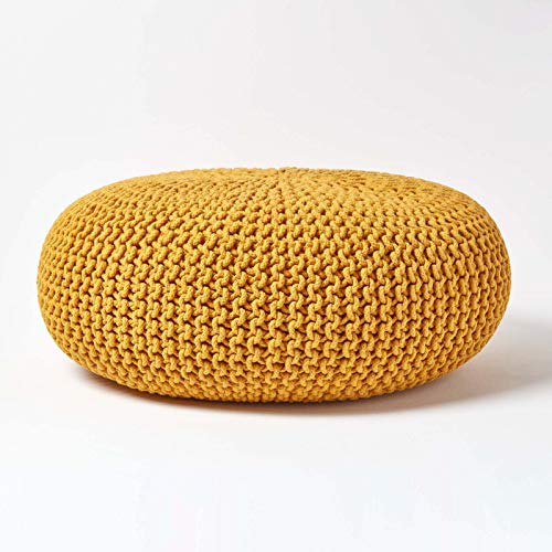 Grand Pouf Rond Tressé en Coton Grand Pouf Rond Tressé en Coton
