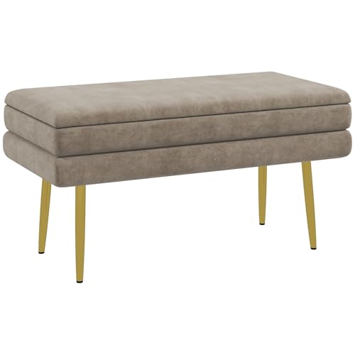 HOMCOM Banc de Rangement Chic en Velours