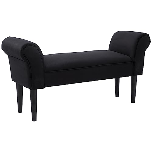 HOMCOM Banc Entrée Rembourré Noir 102 cm HOMCOM Banc Entrée Rembourré Noir 102 cm