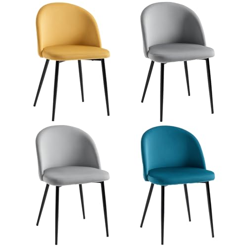 HOMCOM Lot de 4 chaises scandinaves en velours HOMCOM Lot de 4 chaises scandinaves en velours